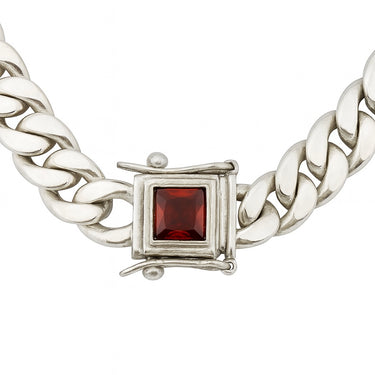 Cuban Link Chain and Bracelet 12mm - Ruby Clasp 999 Silver